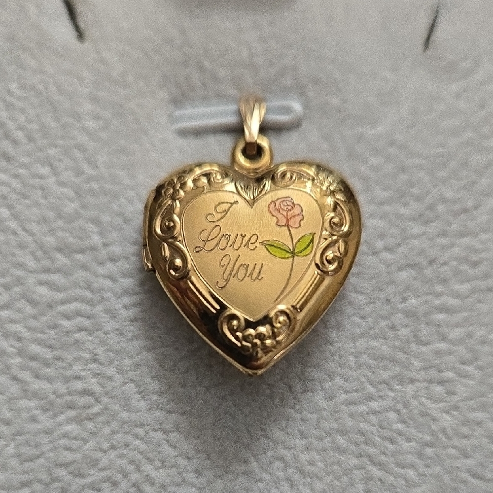 Gold Heart Locket with Floral Design